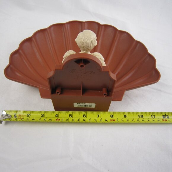 Vintage 1993 Artline Plastic Reddish Brown Bird/Seed Tray Deck Mount with Angel - Picture 6 of 9